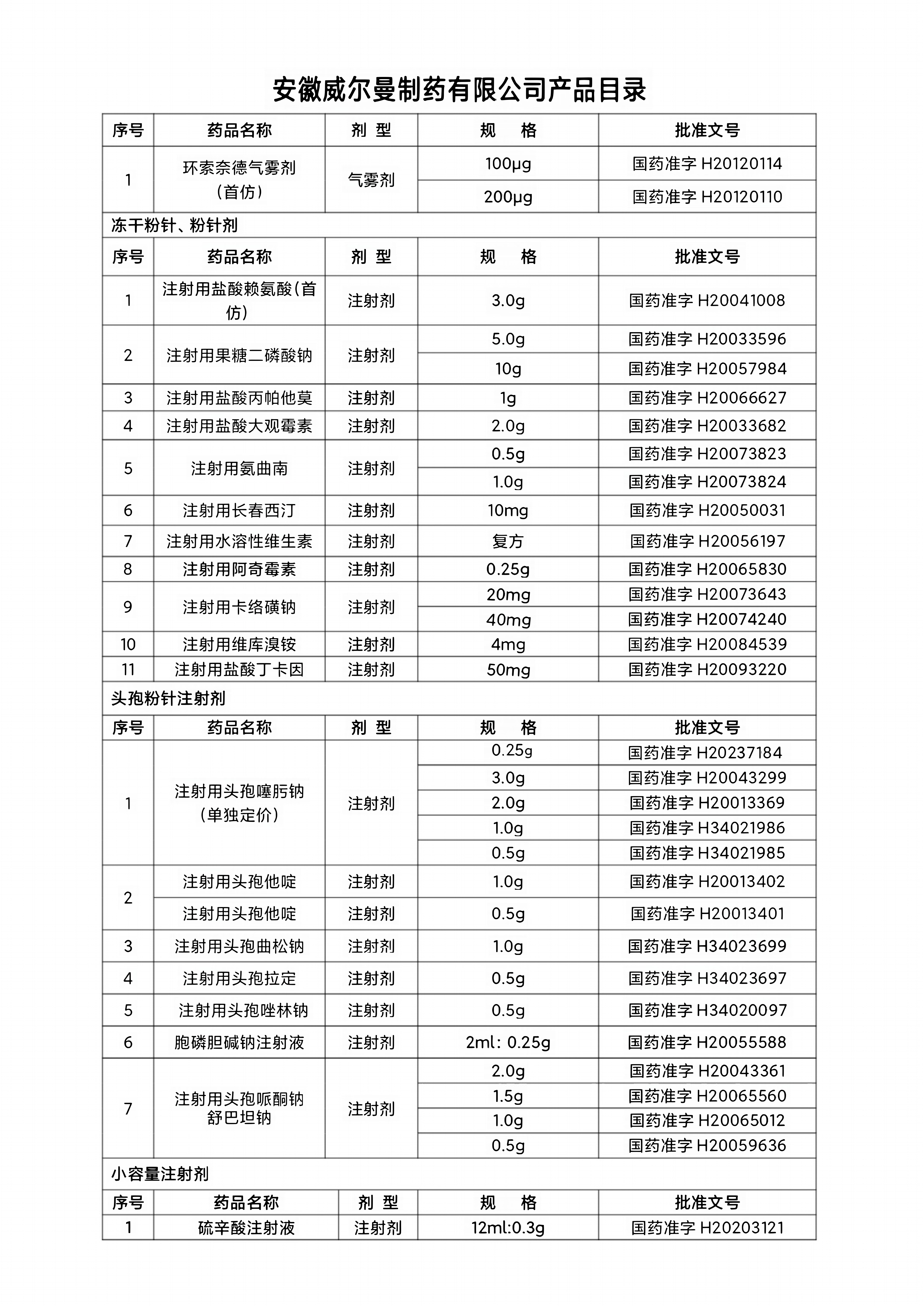 安徽威尔曼产品目录
